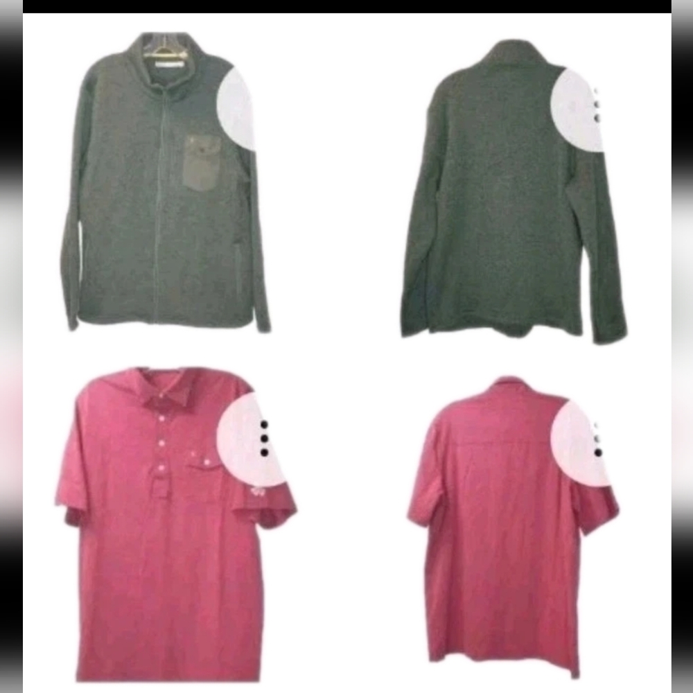 Criquet Men Large Golf Sweater Jacket Fleece Green Full Zip Polo Shirt Mauve USA